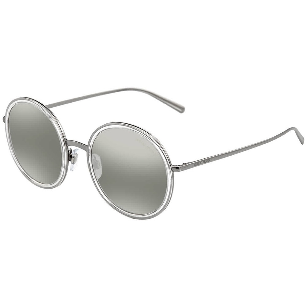 GIORGIO ARMANI Light Grey Mirror Silver Round Ladies Sunglasses AR6052 30106G 52
